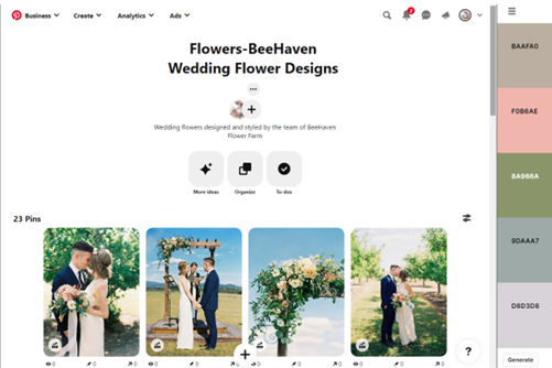 A screenshot of a pinterest inspiration board for DIY wedding flowers plan.